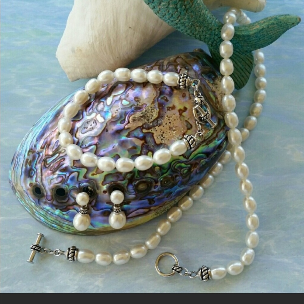 Mandarin Cultured Pearl 3 Pc set